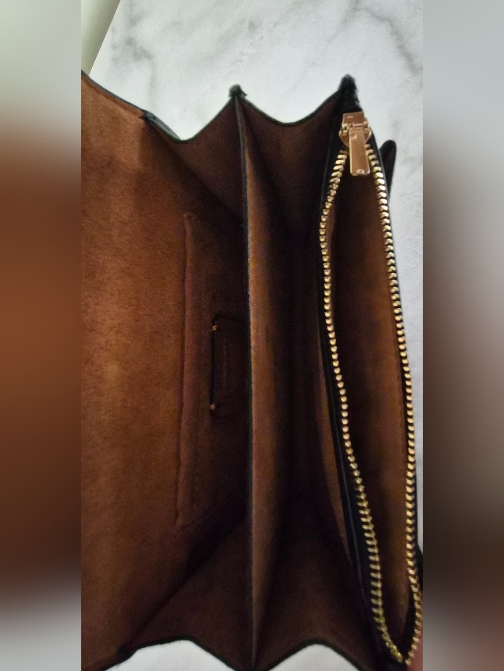 Coach Black Leather Chain Shoulder Bag with Gold Hardware - Picture 4 of 6